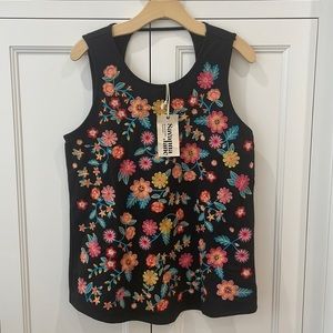 Savanna Jane Black Embroidered Colorful Sleeveless